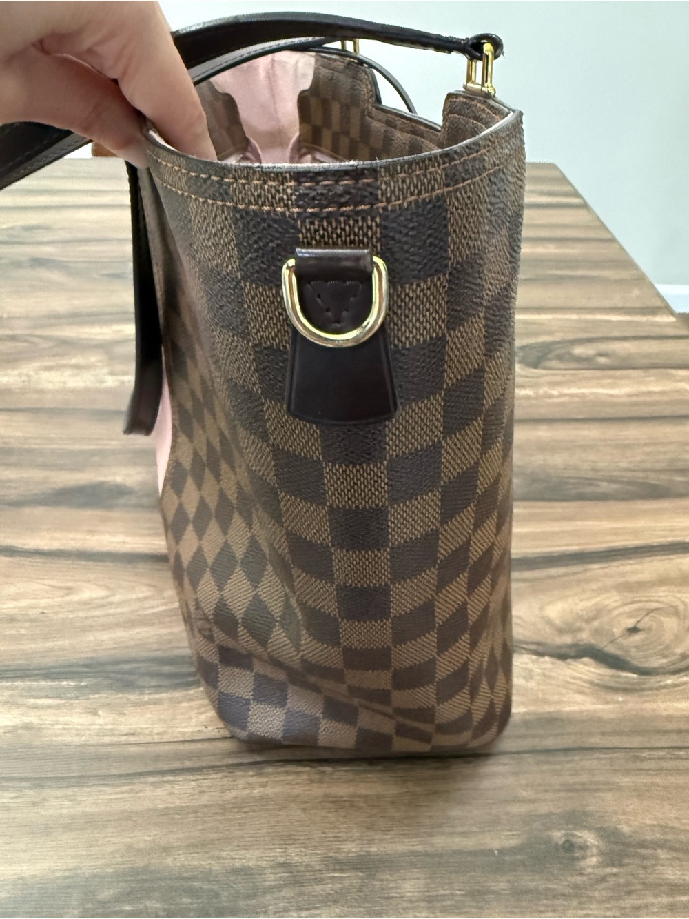 Louis Vuitton Damier Ebene Tote with Pink Center Panel - Picture 13 of 15